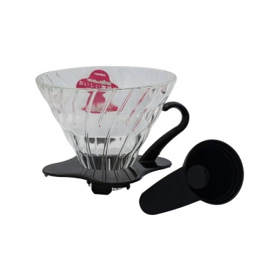 Czarny szklany dripper do kawy Hario V60-02 